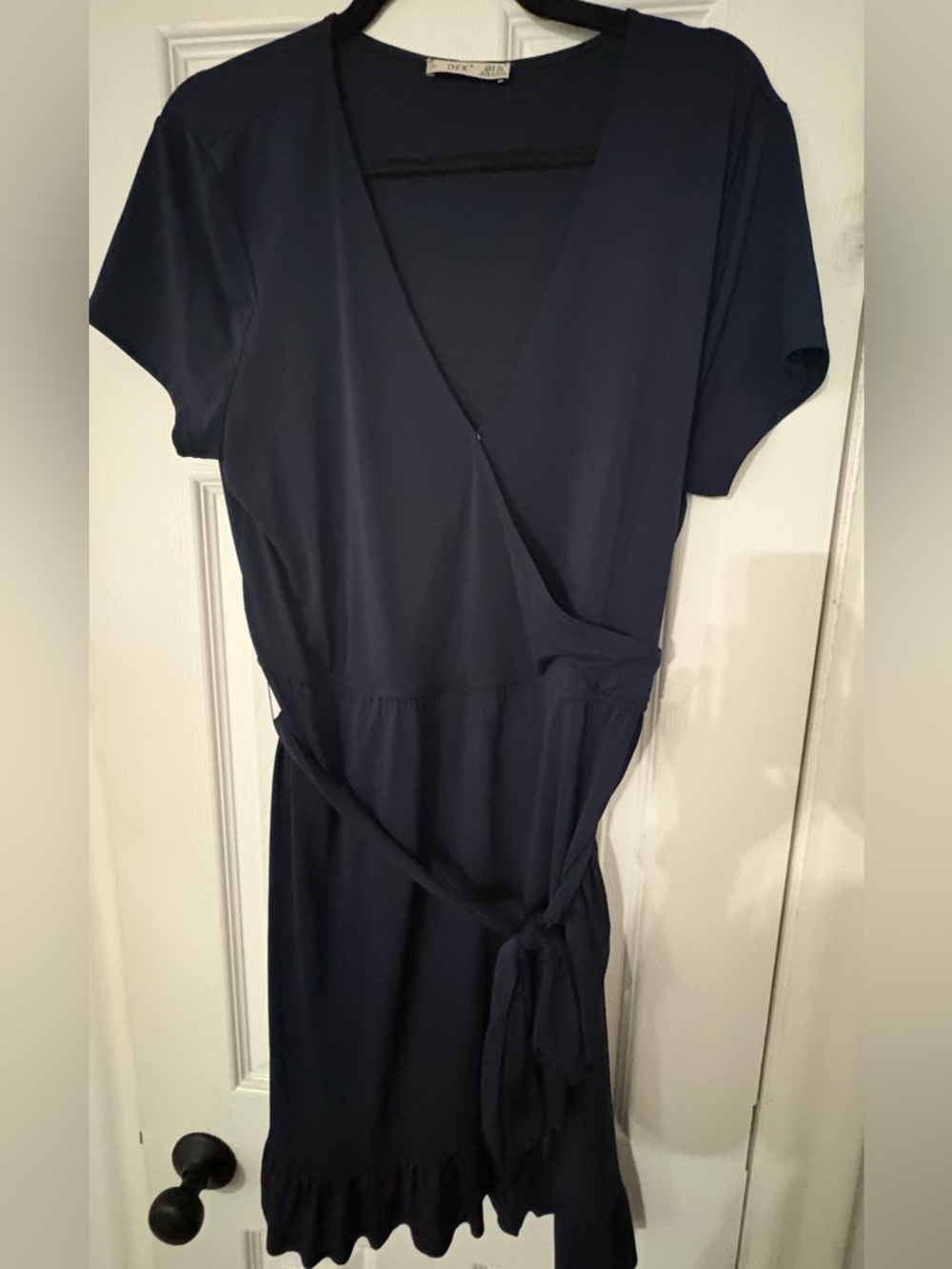 Dex Navy Wrap Dress with Tie Waist - XL